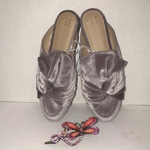 Women’s Lilac Slip-on Flat Mules Bow-Front New